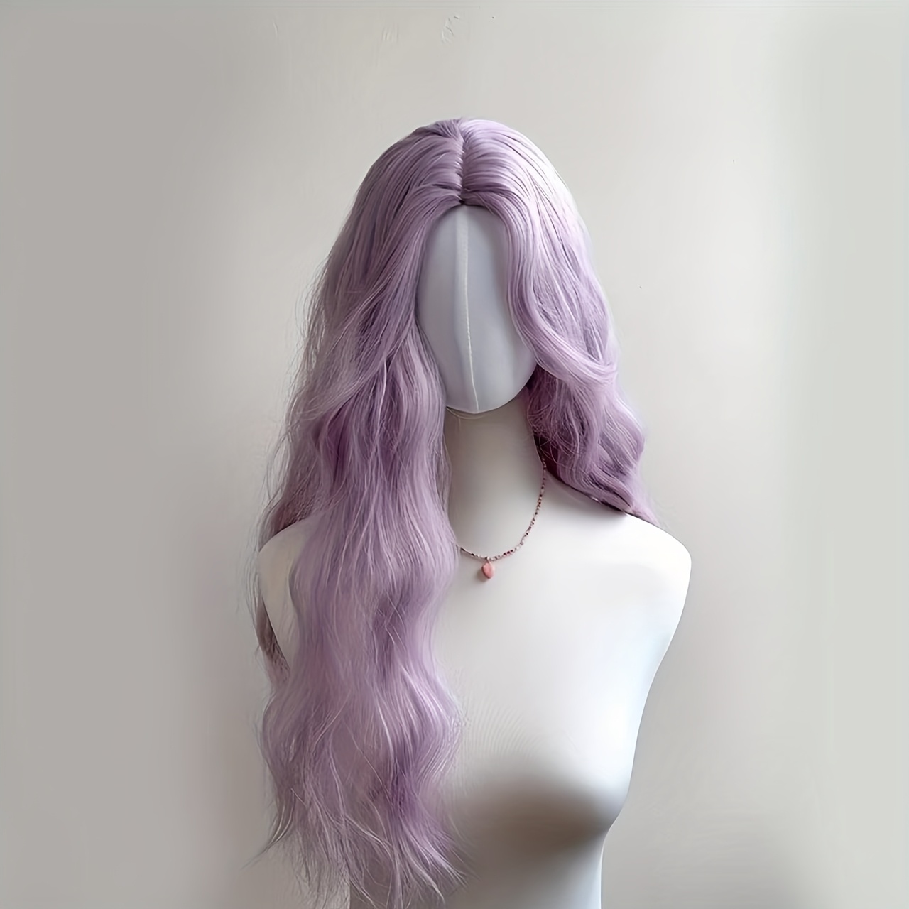 Image of 26-inch Women's Wig Taro Light Purple Medium Water Wavy Curly Long Curly Hair European Style Daily Party Photo Fashion Temperament Wig