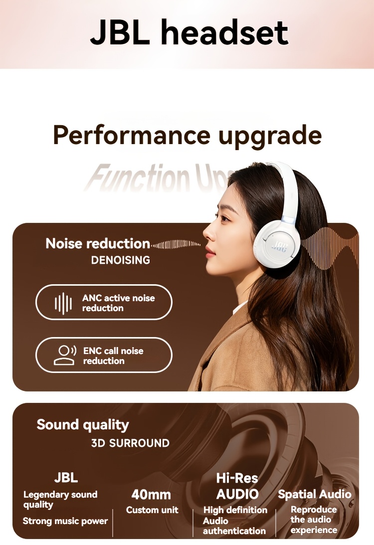 JBL TUNE 780NC Over-Ear Active Noise-Canceling Wireless Headphones, Wireless Headset Suitable for Mobile Phones, Computers, Laptops, Gaming, Both Wireless And Wired Options