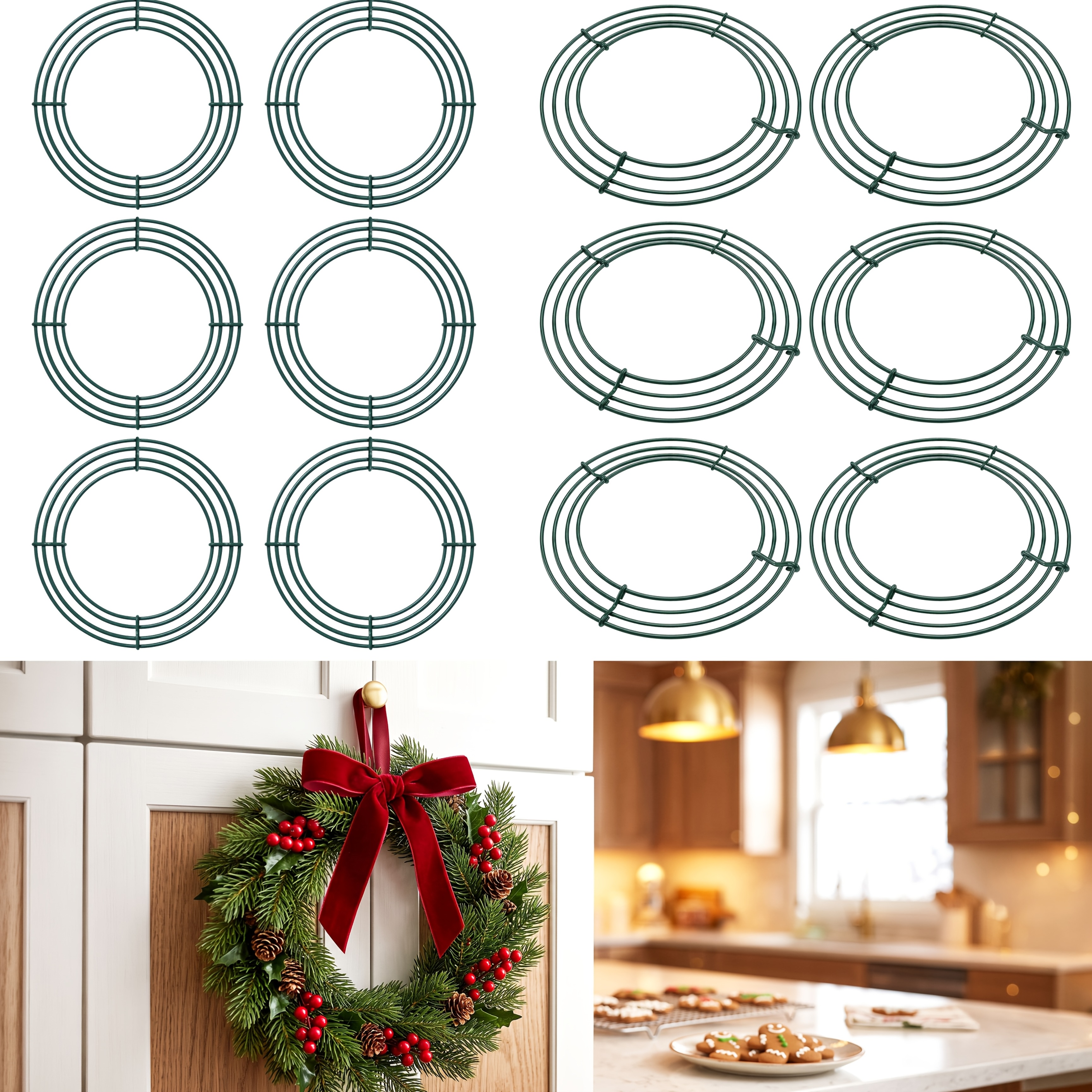 TEMU 12 Pack Metal Wreath Frame Wreath Rings For Christmas New Year Party Home Decor Crafts Supplies
