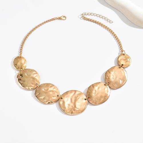 1 simple stylish and new geometric round european american creative bib metallic casual trendy and unique bib necklace