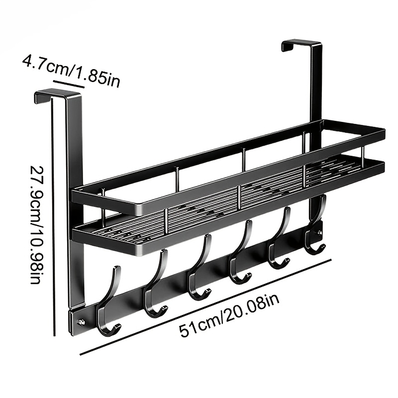TEMU Storage Basket With 6 Hooks For Hanging Clothes, Coats, And Jackets Over The Door In The Bedroom