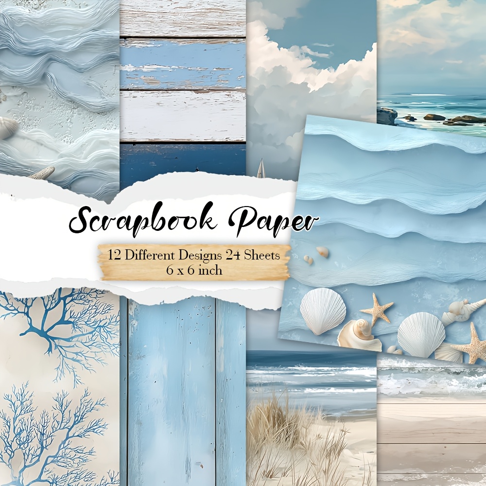 TEMU 24 Sheets Paper, 6×6'', 12 Different Designs, Suitable For Illustrations, Letter Paper Designs, Background Papers, Handmade Material Paper For