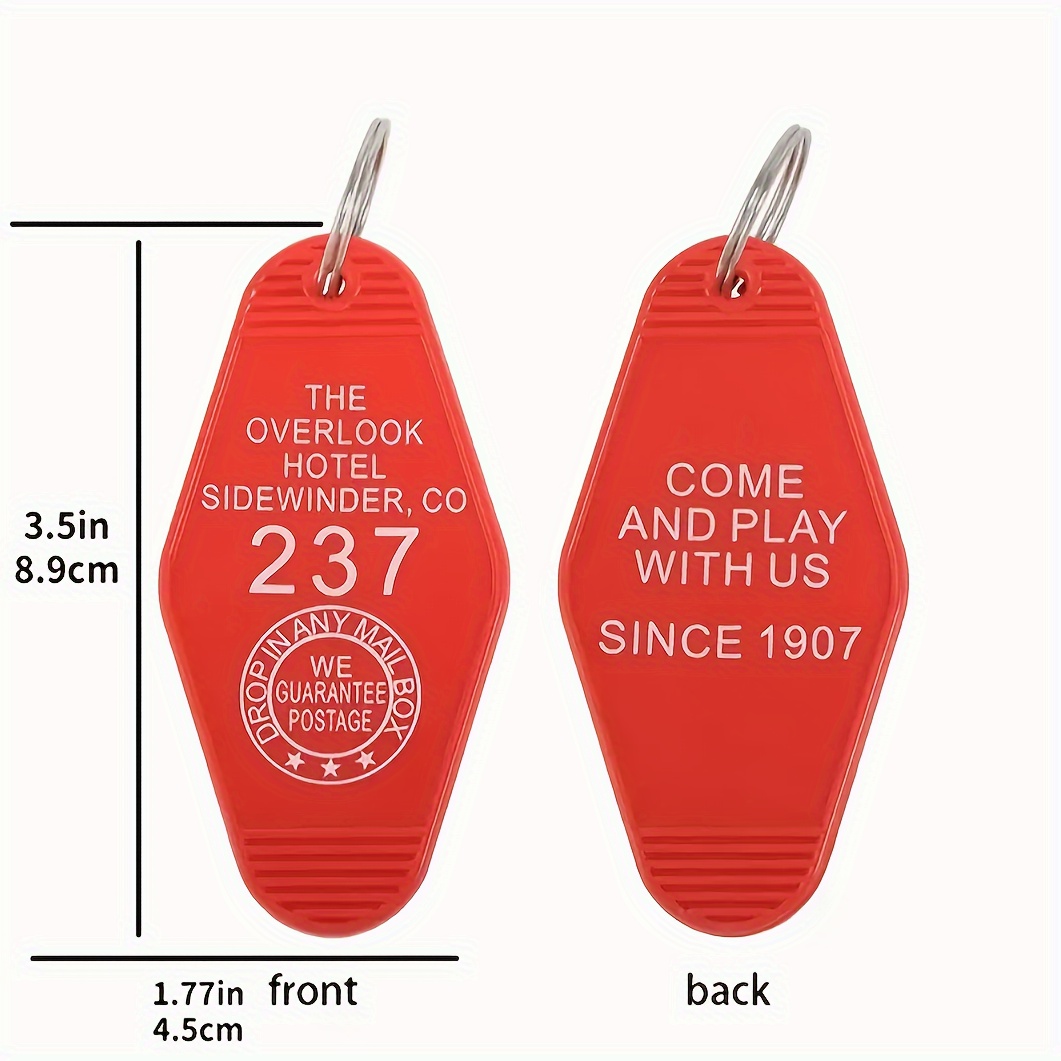 1pc Hotel Motel Keychain Overlook Hotel Black Red Room 237 Acrylic Key Tag  Horror Film Accessories, Ideal Choice For Gifts