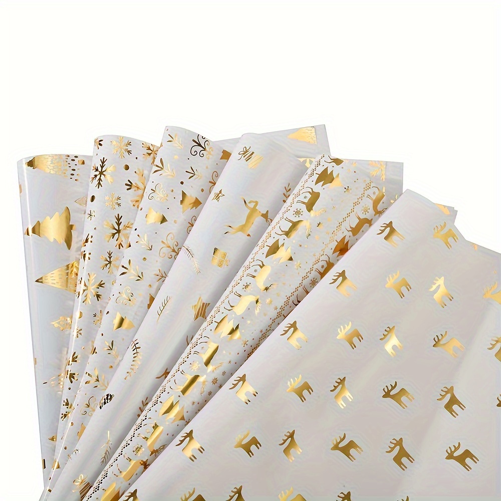 

Christmas Gift Wrapping , 6 Sheets Metallic Gold Foil Wrapping Paper, Luxury Men Boys Gift Wraps For Birthday, Holiday, Graduation, Baby Shower, 27.5x19.6in