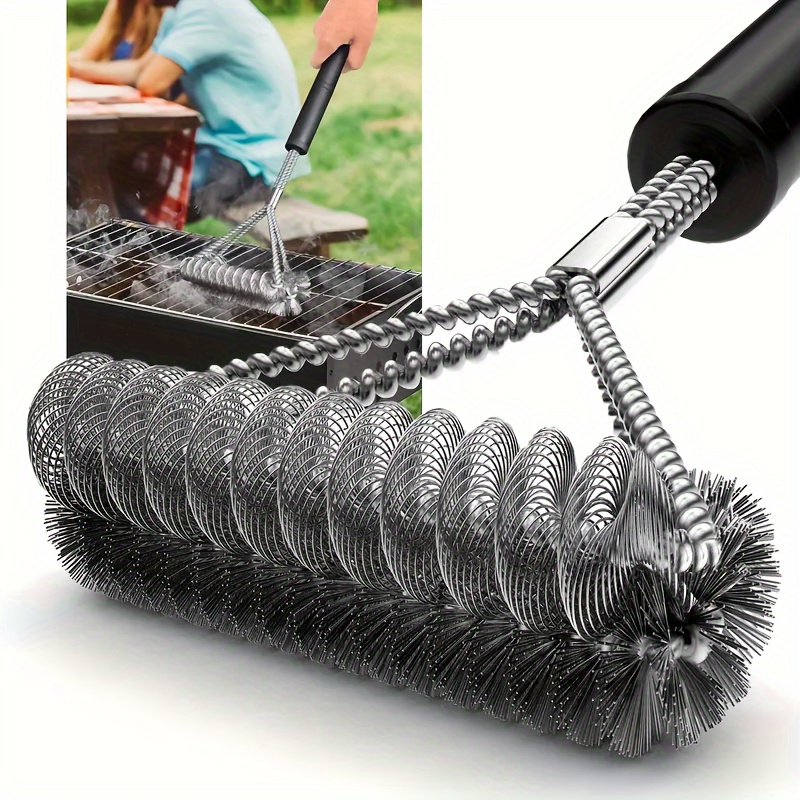 

1pc, 17"bbq Grill Cleaning Brush, Durable Stainless Steel Long Handle Cleaning Brush, Reusable Grill Brush, Safe & Efficient, Perfect Gift For Me