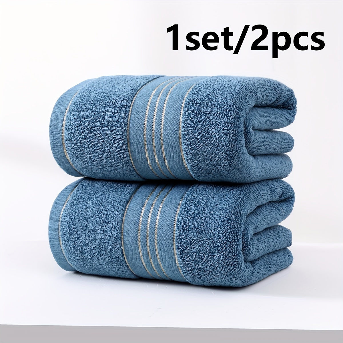 Image of 2-pack Pure Cotton Towel With Design, Thickened And Absorbent Without Shedding Hair, Soft And Skin-friendly Adult, In Multiple Colors As Bathroom Supplies