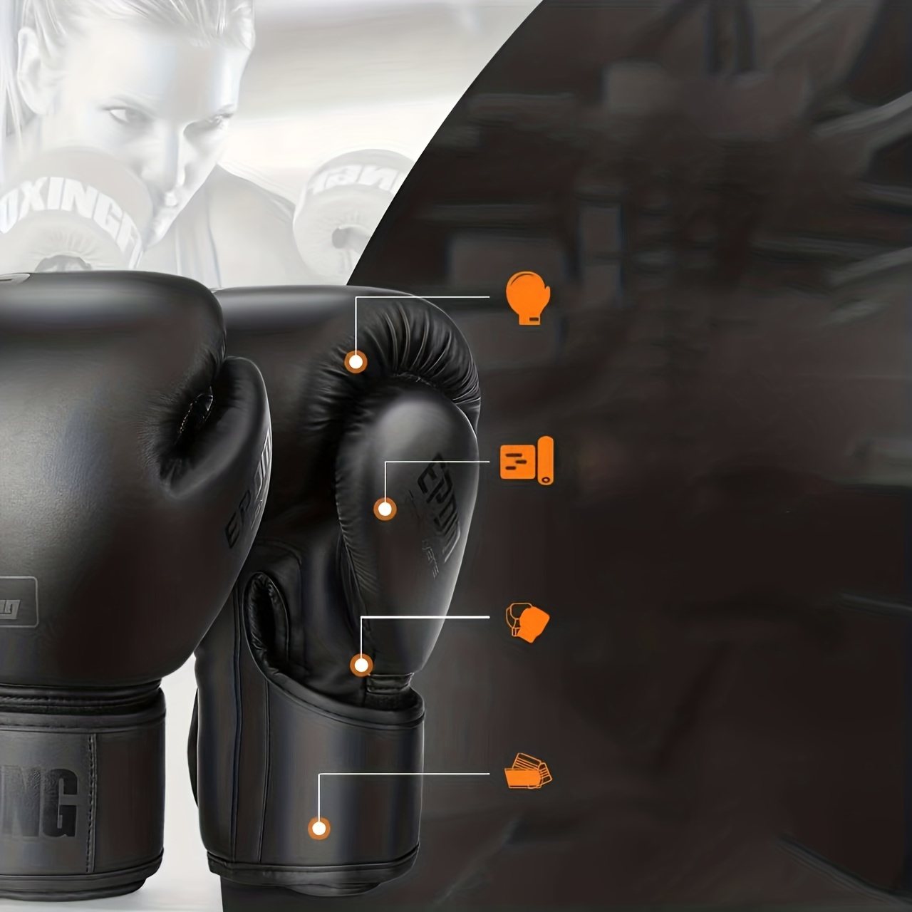 FIVING 10 12 14 16oz Boxing Gloves | PU Faux Leather Training Gloves, Closure