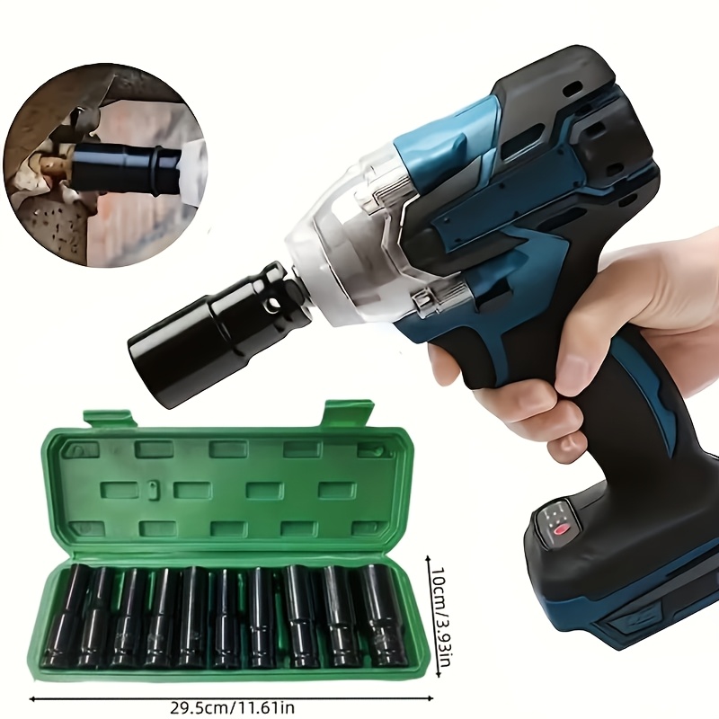 TEMU 1/2 Inch 8-24mm Deep Impact Socket Set Metric Drive Durable And Reliable Hex Nut Tool Professional Maintenance Special, With Storage Box, Used