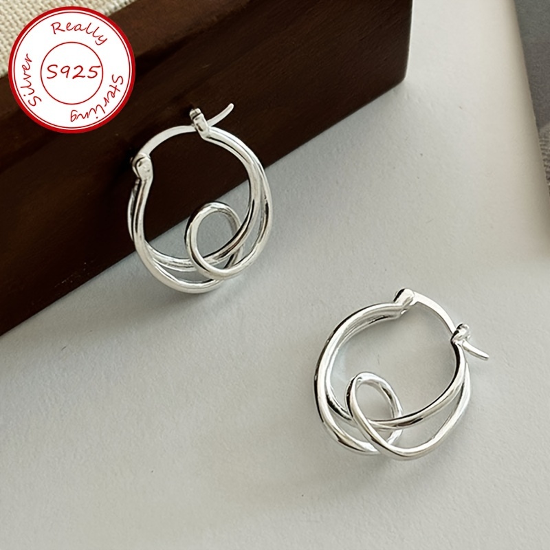 

Unique And Design Of S925 Silver Knotted Thread Earrings For Women In Japanese And Korean Style, Featuring A Wrapped Ear Cuff Less To Cause Allergies, Making It A Perfect Gift For Your Girlfriend.