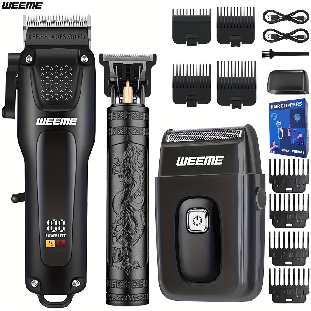 item picture   2pcs 3pcs grooming kit electric hair clipper beard trimmer shaver nose hair trimmer usb rechargeable with lcd display perfect gift for dad husband boyfriend fathers day birthday