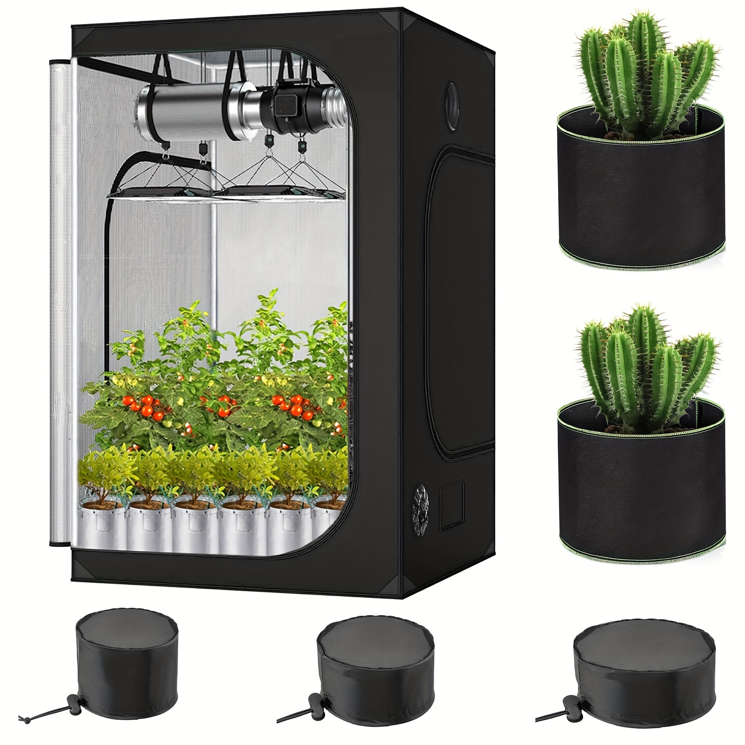 1 Pack * 2 Pack Grow Bags * Pack Grow Tent Vent Cover, 60&*;x60&*;x80&*;  Indoor Plant Grow Tent 600D Mylar Hydroponic Grow Tent * Reflective Grow *  with Floor Tray for Indoor Plants and Vegetables