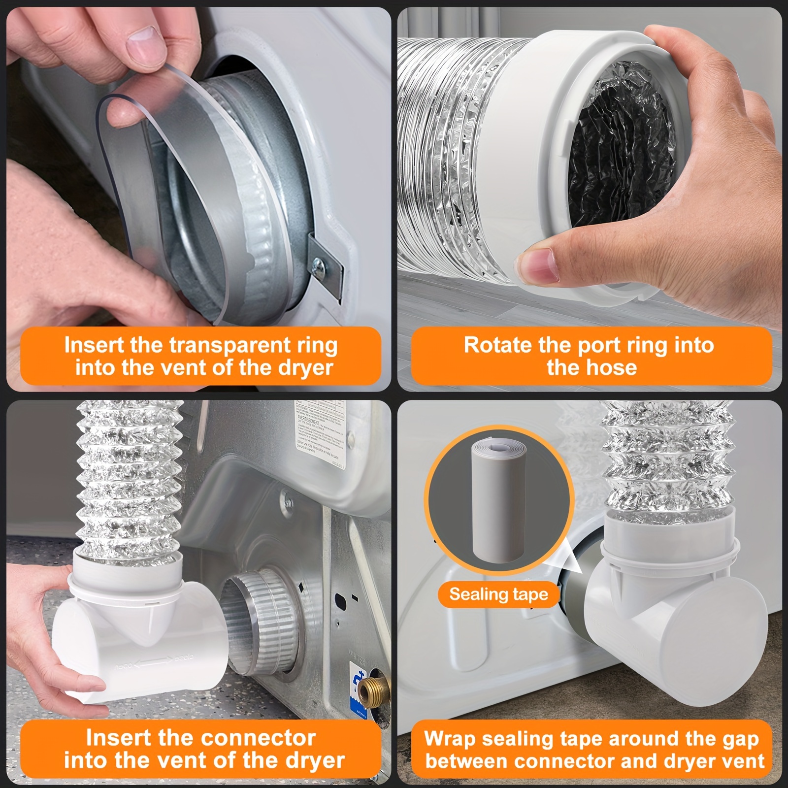 Space-Saving 90-Degree Elbow Dryer Vent Kit Short Dryer Vent Hose Adapter  for Tight Spaces Dryer Connection for Home Use