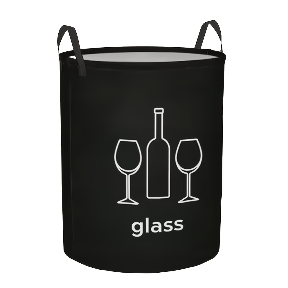TEMU 1 pièce Contenant de Rangement de en Verre Moderne avec Organisateur à Symbole de Bouteille en Verre, Panier à Déchets Pliable à Grande ,