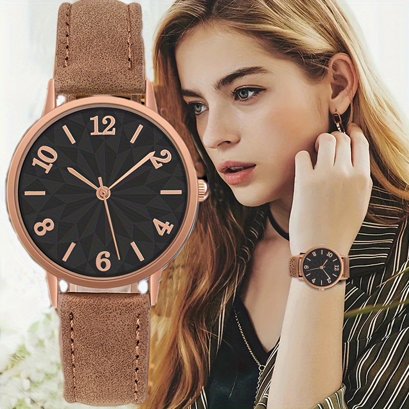

Elegant Minimalist Quartz Watch With Round Dial Pu Leather Strap, Simple Fashion Wristwatch, Various Colors Available