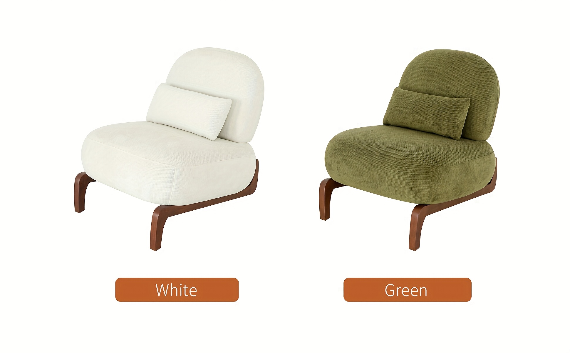 Cute Accent Chair with Solid Wood Legs, Velvet Living Room Chair with Soft Cushion, Cozy Bedroom Chair, Comfy Armless Reading Chair for Apartment, Waiting Room, Balcony
