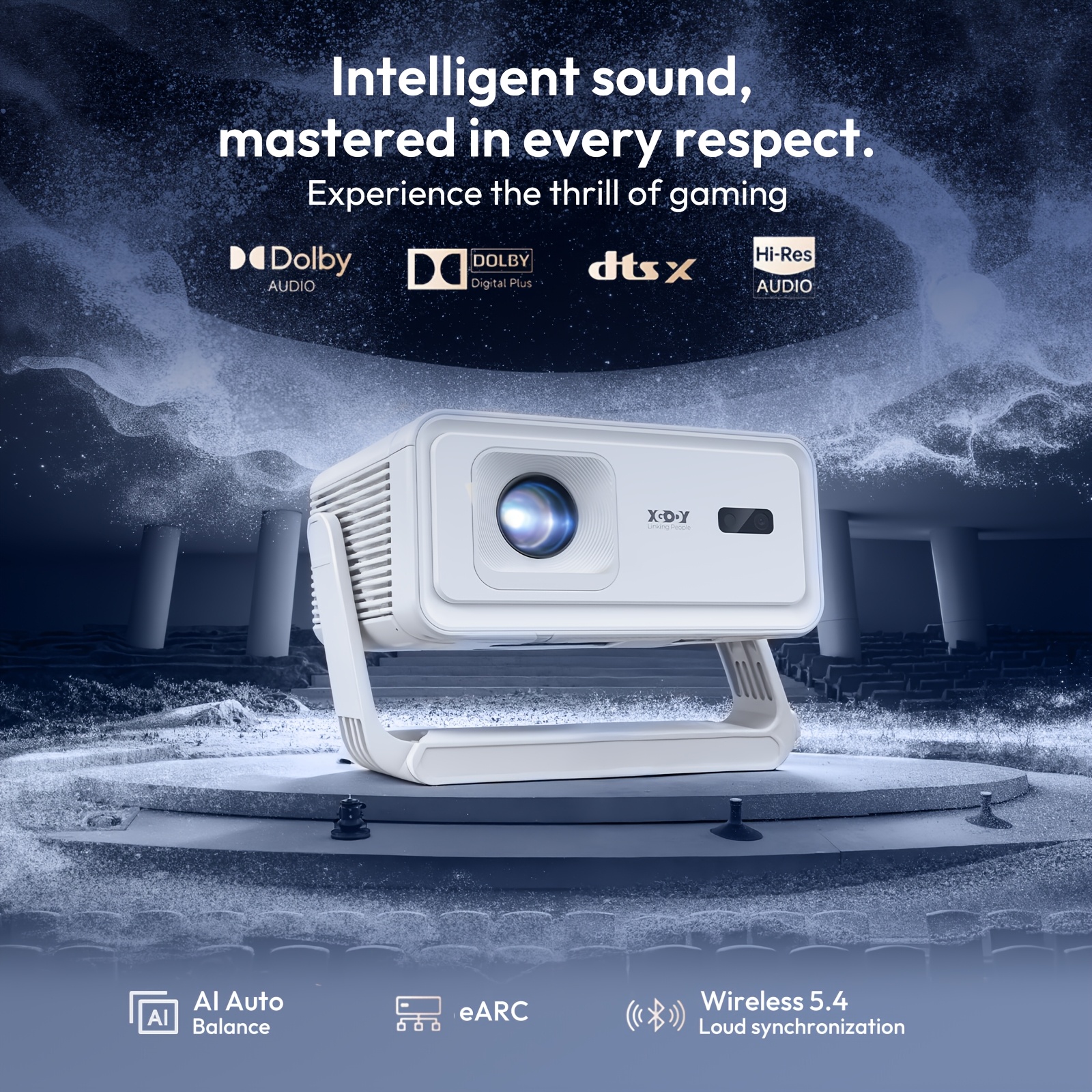 Image of 14 Smart Projector, 400 Ansi Brightness, Local Resolution Of 720p Naitve, And 8k Support, Equipped With Auto Focus 2*5w Large Speakers, A Portable Rotating Design, Supporting Wifi 6