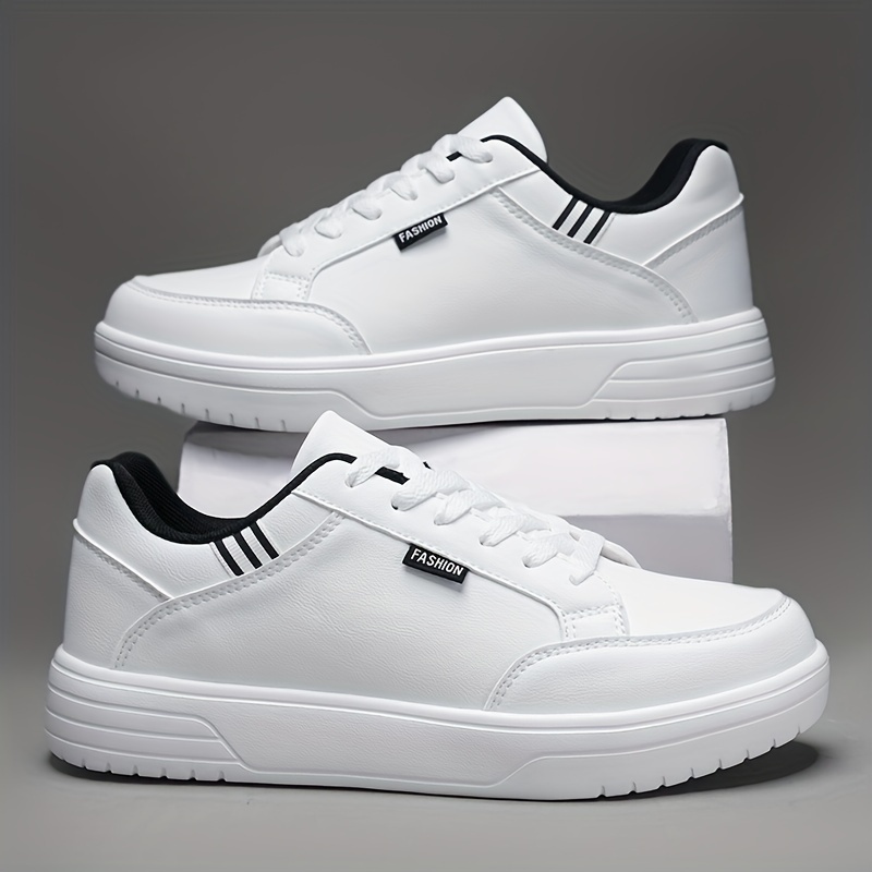 Zapatillas deportivas casuales y elegantes para hombre con un diseño de cordones adhesivos genial, zapatillas blancas versátiles y modernas