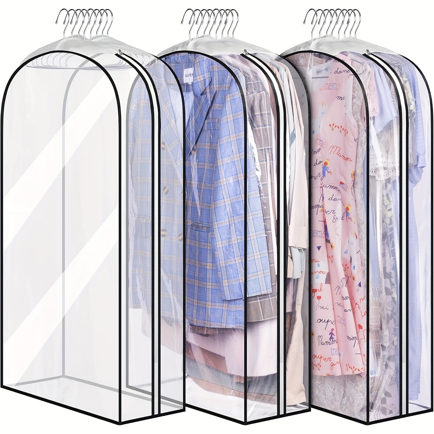 

10" Gusseted Garment Bags, 40" Suit Bags For Closet Storage Hanging Clothes, Shirts, Coats, Dresses