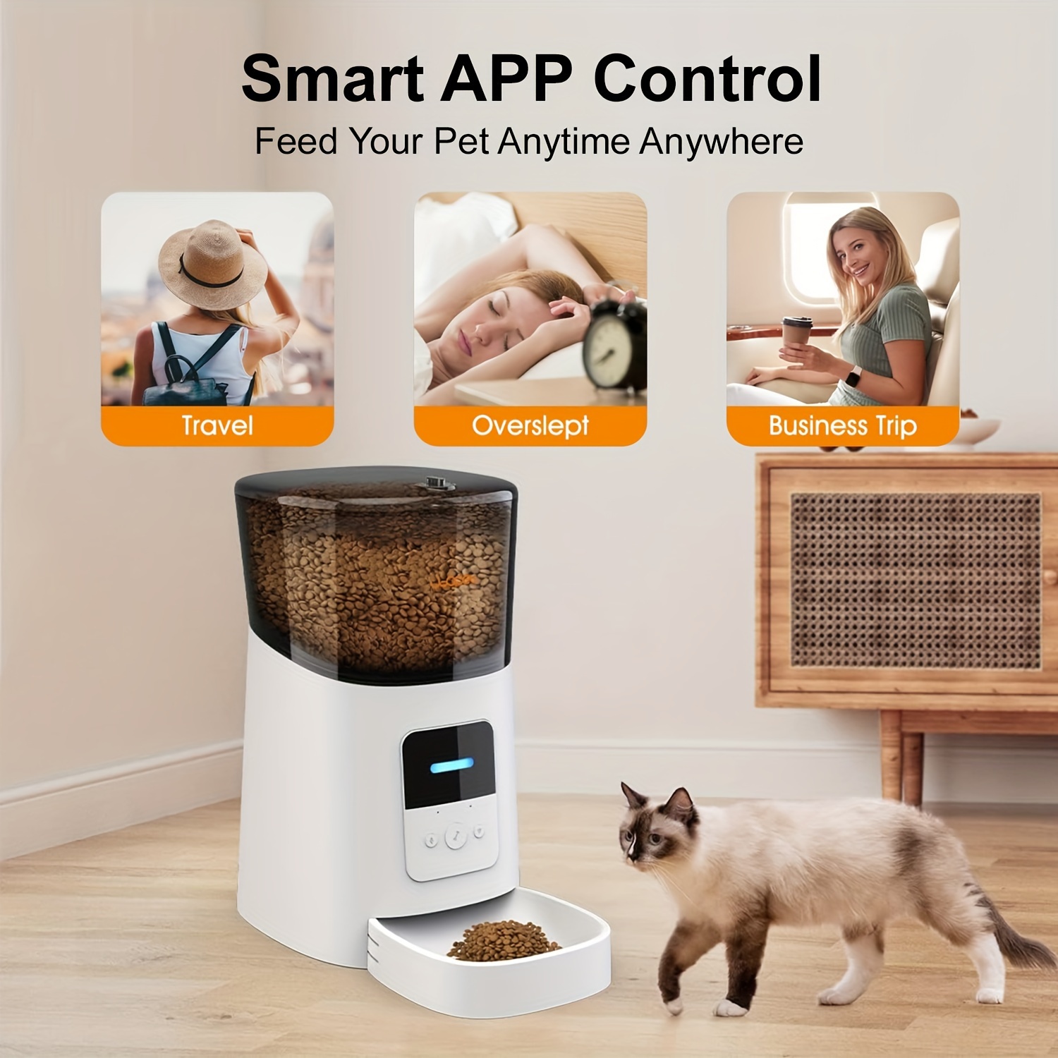 Automatic cat clearance feeder portion control