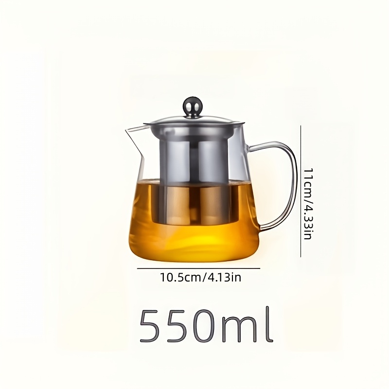 TEMU 1pc Glass Teapot, Heat-resistant Thickened Tea Ware, Home Water Pitcher Single Pot For Brewing Tea, Capacity Available