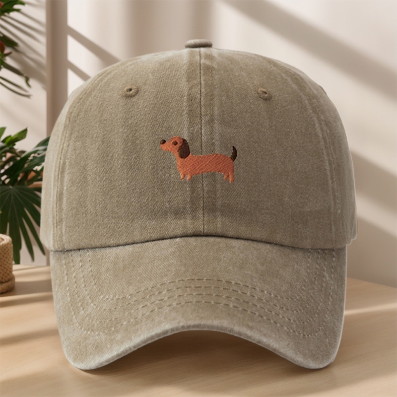 E-shop MAKEFGE Dackel-Verzierte Vintage-Waschmütze – Leichte Freizeitmütze für Outdoor-Sport, Streetwear & mit Dackel-Motiv,