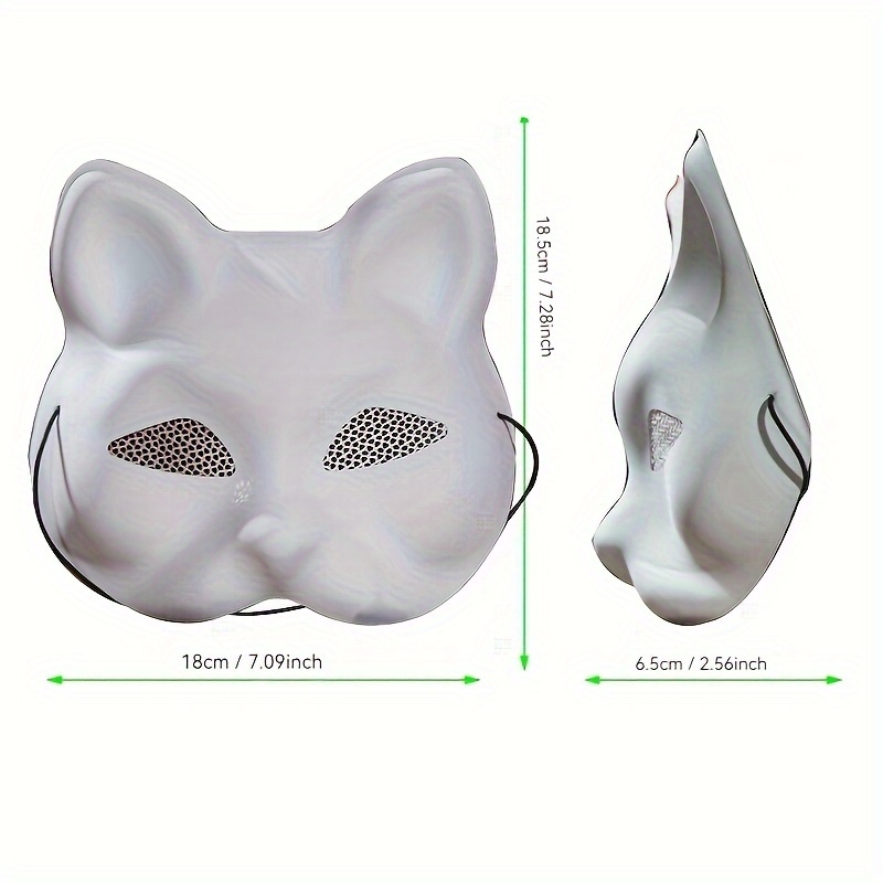 

Masque de chat unique en DIY avec des trous pour , en PVC créatif, idéal pour de cosplay, d'Halloween et de Noël, design peinturable pour un look personnalisé, accessoire pour les fêtes et les .