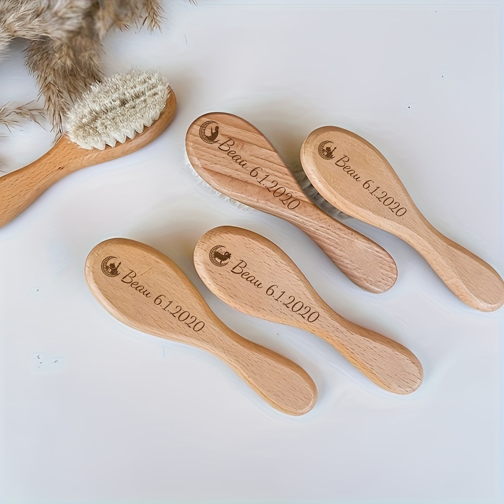 1pc engraved personalized wooden hair brush ramadan sheep star and moon wooden hair brush customized name hair brush souvenir mothers day gift birthday gift details 2