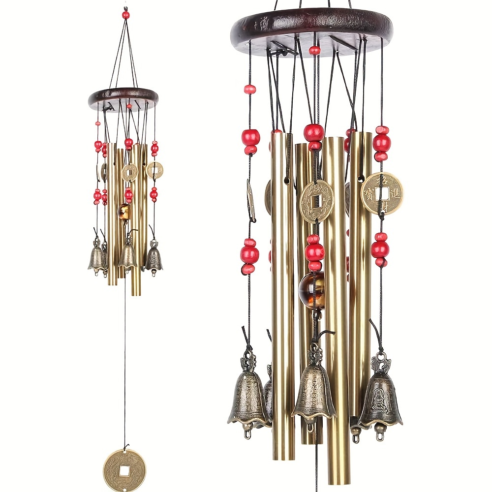 

1pc Vintage Hanging Wind Chimes With Metal Tubes, Traditional Bronze Hanging Ornament, Wind Chimes Crafts For Outside Decoration, Outdoor Garden, Patio, Backyard, Front Yard Hanging Ornaments