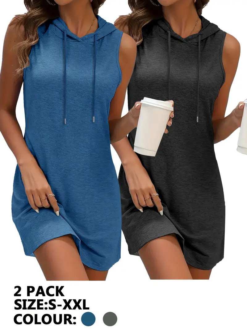 meerdelige set dames kleurrijk vest met capuchonjurk details 0
