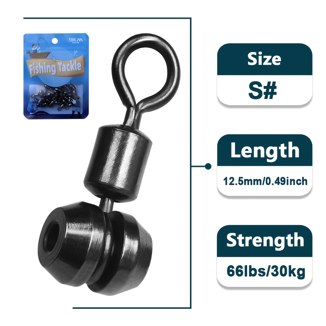 Image of 9km 15pcs Stainless Steel Fishing Swivels Ring 3- Rig Line Connector, Fishing Rolling Additions For Saltwater