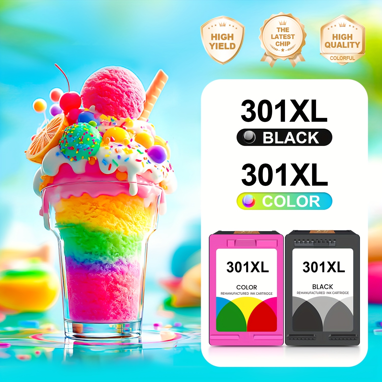 Image of 301xl 301 Remanufactured Replacement Black Color Ink Cartridges For 1000 1050 1510 1512 2050 2050a 2510 2540 3050 2620 2622 4630 4632 Neid 4500 5530 4502 Printer