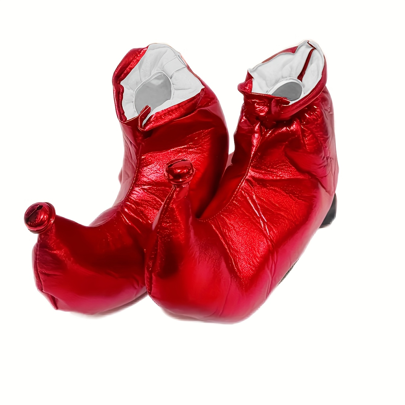 

1 Pair Of Red Clown Shoe Covers With - Christmas Parties & Masquerade Balls, Polyester/spandex , Fits Most, Christmas Shoes