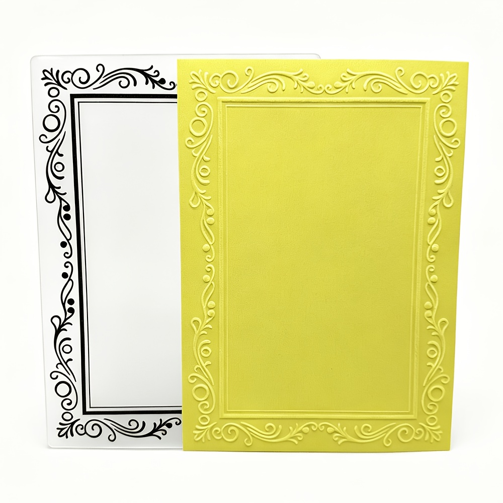 TEMU Nouveau en plastique rétro bordé 5X7, clip en relief pour la création de cartes, texture, fleurs, modèle de , autocollant, artisanat fait main,
