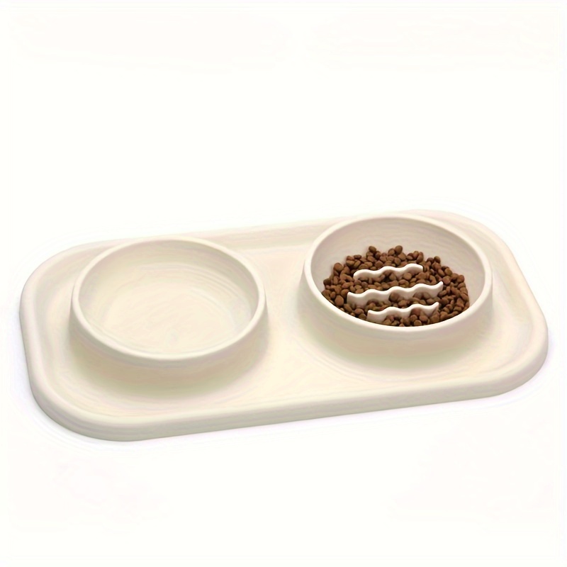 silicone cat food water bowl set easy slow feeder Temu