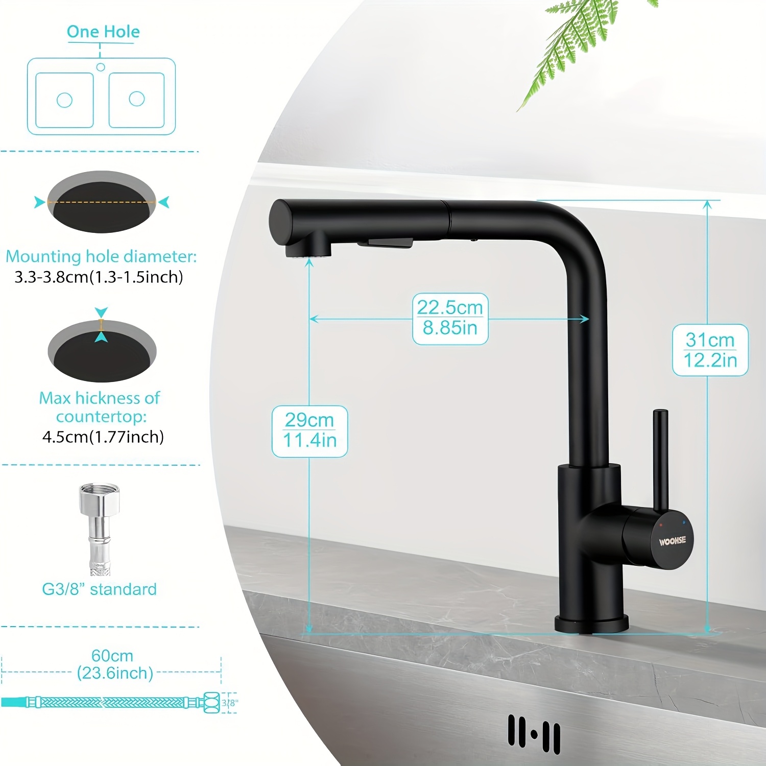 A Kitchen Faucet With , Extendable Pull-out Faucet, 360-degree Rotating Faucet, Dual Water Outlet Mode, Black Stainless Steel Sink Mixer Faucet