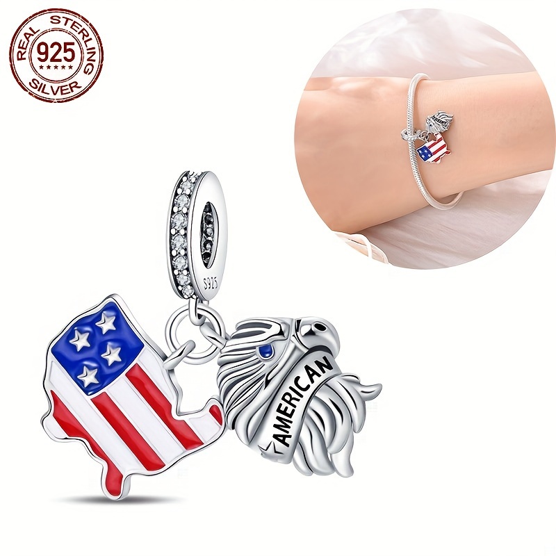 

1pc 925 Sterling Silver American - American Bald Eagle Pendant Suitable For Original 3mm Bracelets And Bracelets, Women's Fashionable Beads, Exquisite Jewelry Diy Gift, Silver Weight 3g