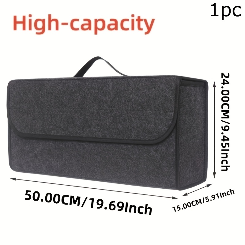 TEMU Car Trunk Folding Storage Bag, Black And Gray Interior Organizer Box With Model Bag, Vehicle Storage, , Stylish Storage, Reinforced Stitching,