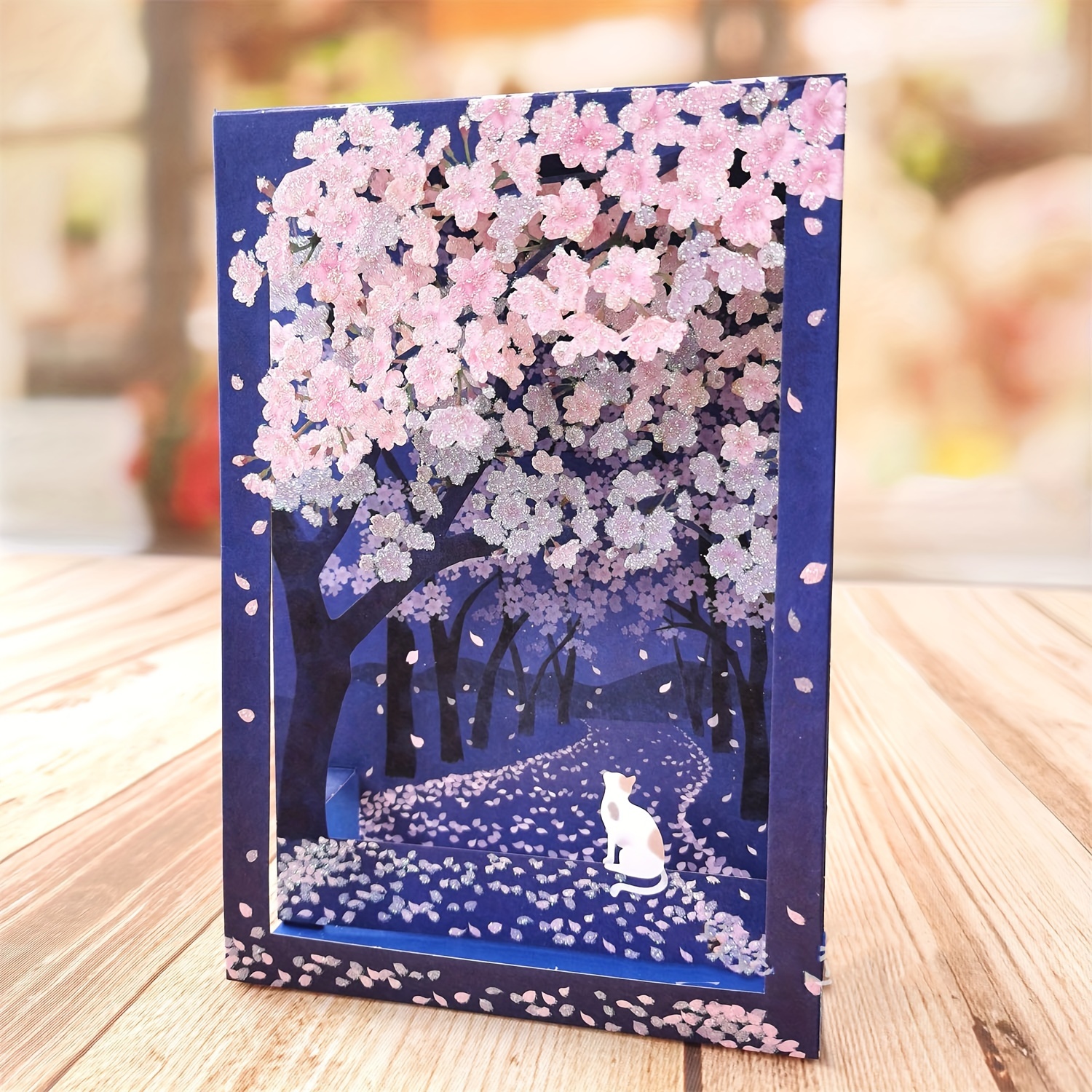 

3d Kitten Cherry Path Card - Paper Material