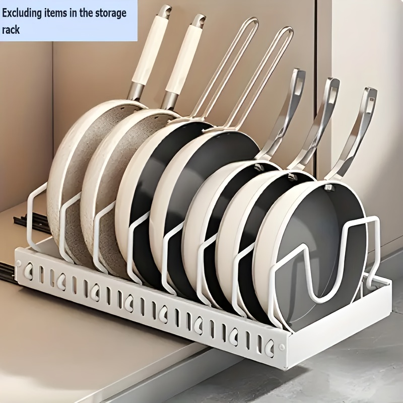 TEMU Kitchen Utensil And Pan Storage Rack With A Pull-out Lid Organizer, Suitable For Kitchens And Sliding Cabinets, Designed Specifically For Pot