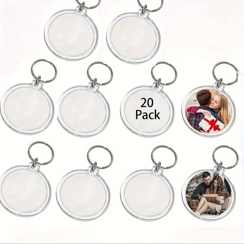 

20pcs Diy Acrylic Photo Keychains - Transparent, For