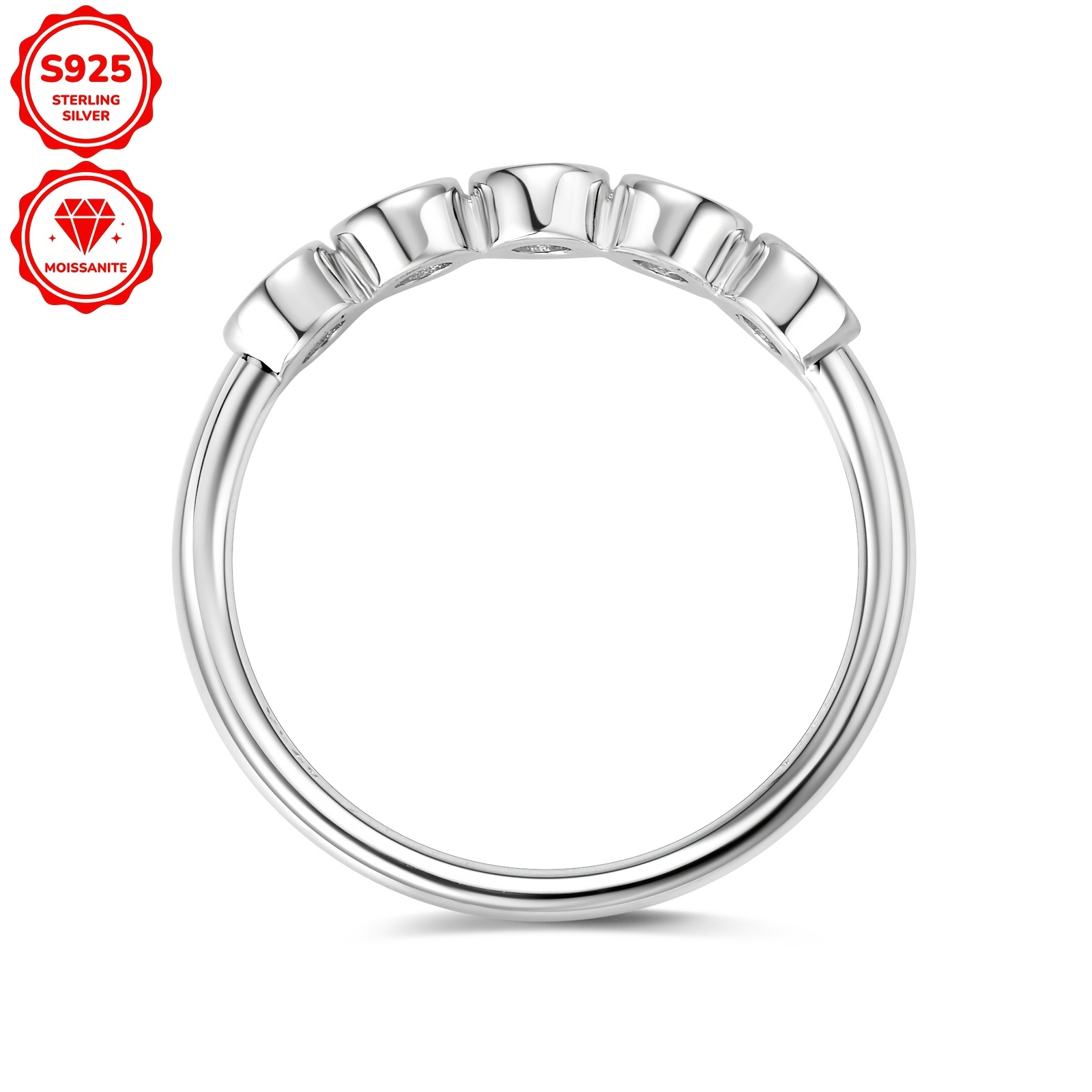 a 925 silver engagement ring for women featuring a   moissanite design with a 3mm round moissanite stone the ring weighs 1 95g and   five 3mm moissanite stones totaling 0 5 carats details 6