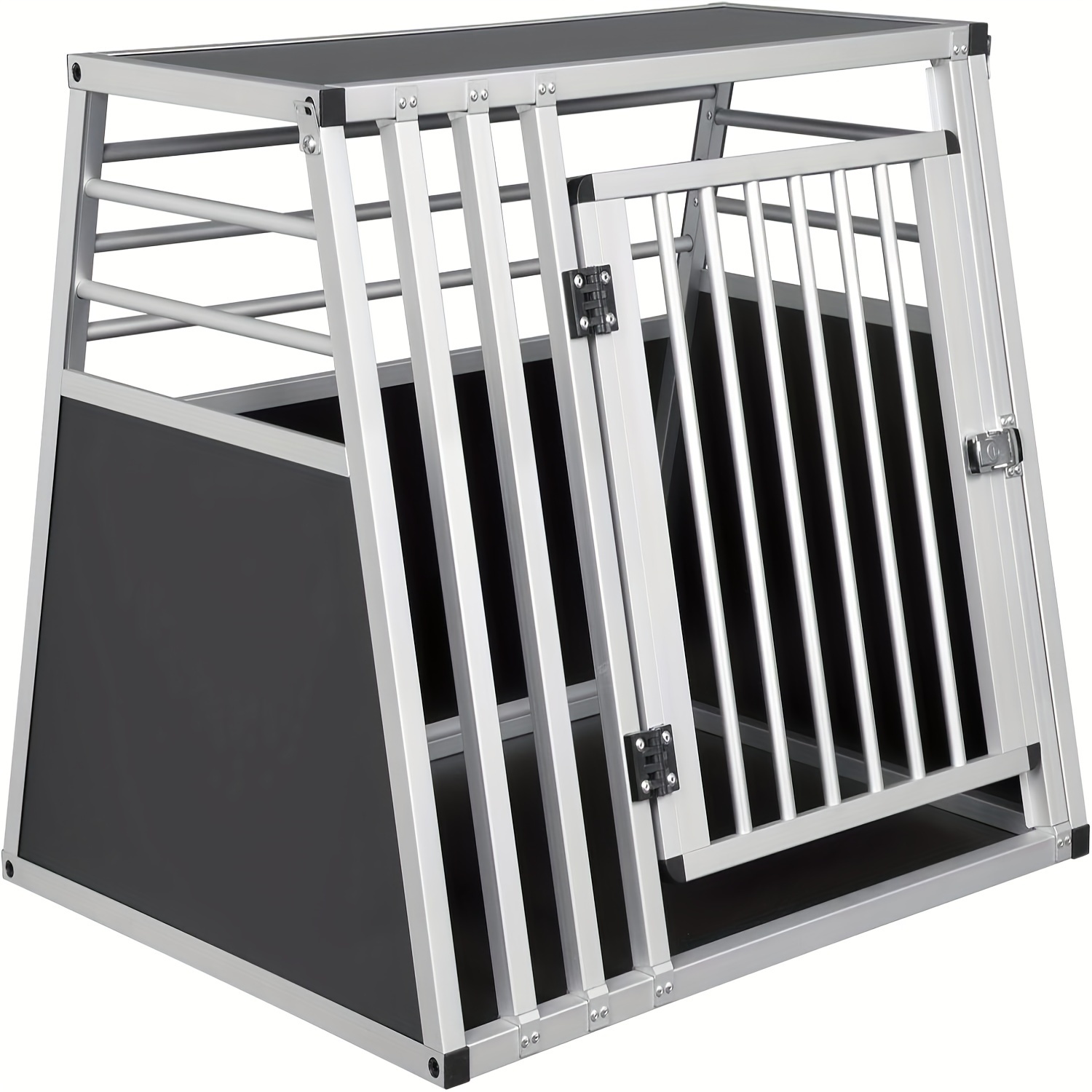 E-shop Aluminium Hundetransportbox, Reisebox, Auto-Box, Trapezförmiges Design, Verriegelbare Transportbox, B 80 x H 65 x cm