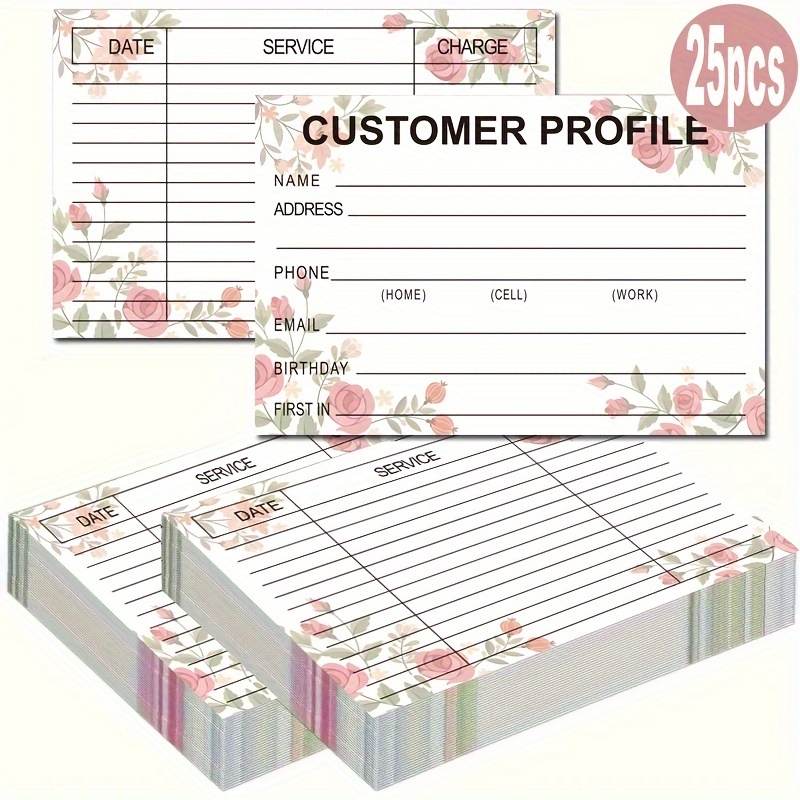 

6x4 , Customer , 25pcs/, Customer File , Organizer , Hairdresser Customer Information Sheet