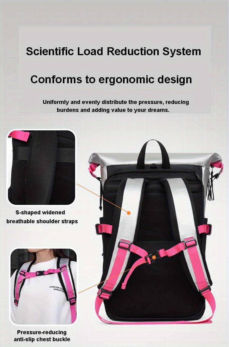 Men'S Stylish Backpack for Business Use, Expandable with a Roll-Top Design, Large Capacity for Laptops, Fashionable And Casual