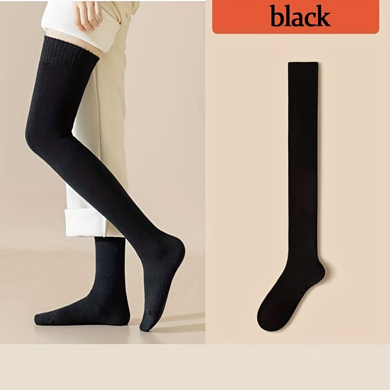 TEMU A Pair Of Comfortable Women's Over-the-knee Warm Socks, Over-the-knee Plush Long Socks, Thickened Knee Pads, Fleece-lined Long Warm Socks,