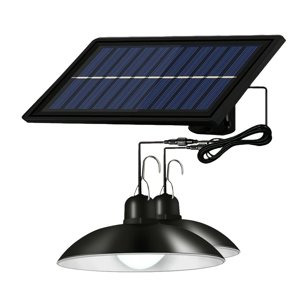 TEMU Solar-powered Outdoor/indoor Hanging Chandelier Dual-head With Plug-and-play Installation Suitable For Barn, Courtyard - Ceiling With Cable Ip44