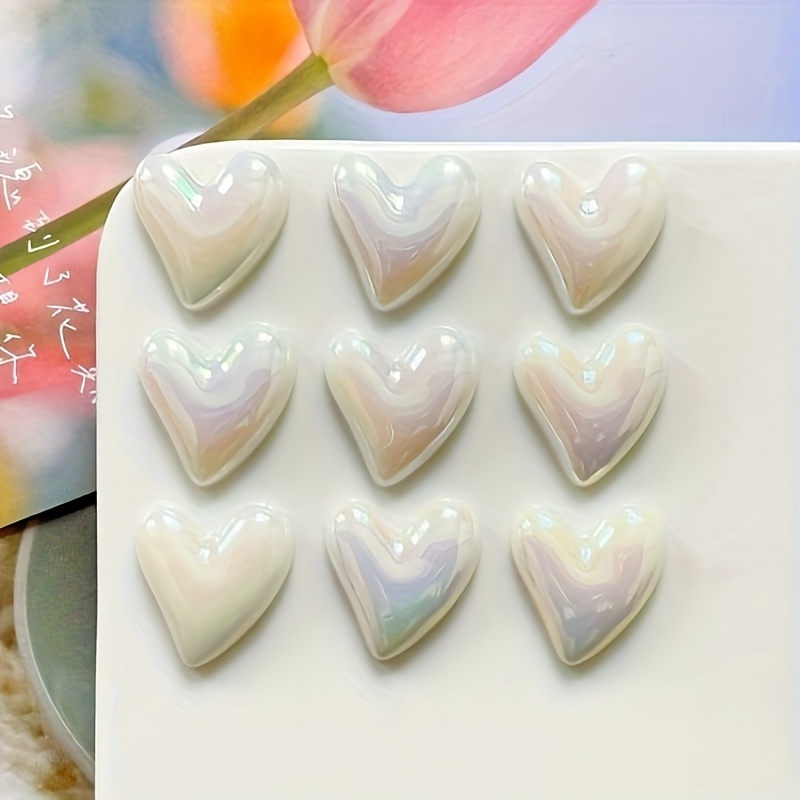 TEMU 9pcs Love Heart Pearl Glitter Heart Fridge Magnets, Cute Decorative Magnets, Personalized Refrigerator Magnets, Suitable For Kitchen Office