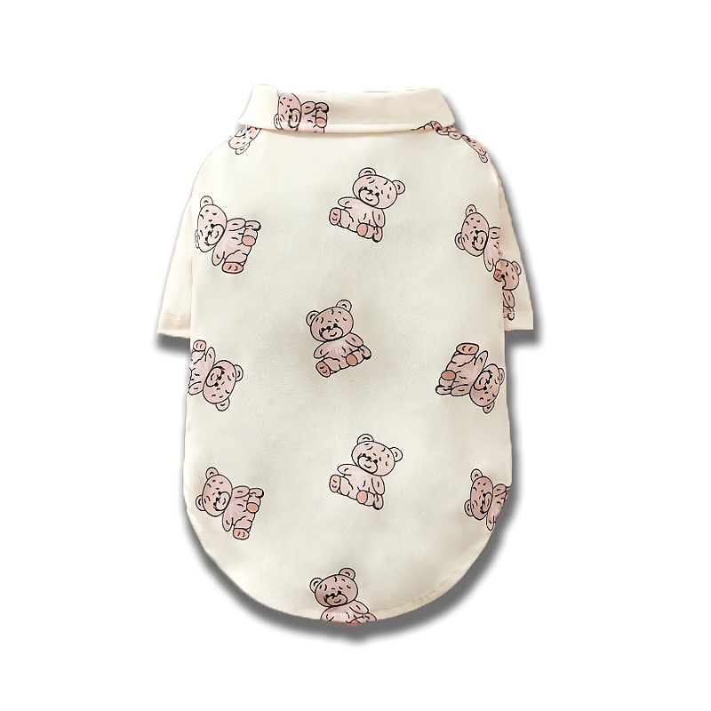 TEMU 1pc Cute Bear Pattern Pet Shirt - Suitable For Small Dogs And Cats, For Indoor Play, Outdoor Activities And Party Participation