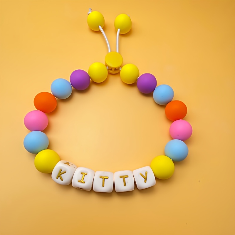TEMU 1pc Custom Beaded Adjustable Pet Collar, Personalized Puppy Id Name Collar, Perfect Gift For Pets, Fashionable Easy Cute Trendy Colorful Unique