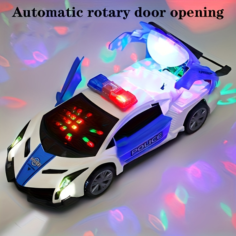 

360° Rotating Transforming Toy Car, Electric Light Music Automatic Switch Door Police Car Toy, Fun And Handsome Birthday Gift